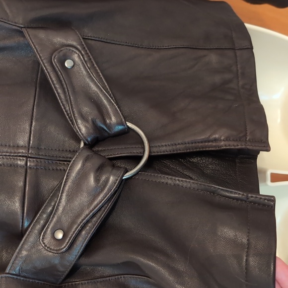 Nine West Dark Brown Leather Jacket size Large - Picture 3 of 9